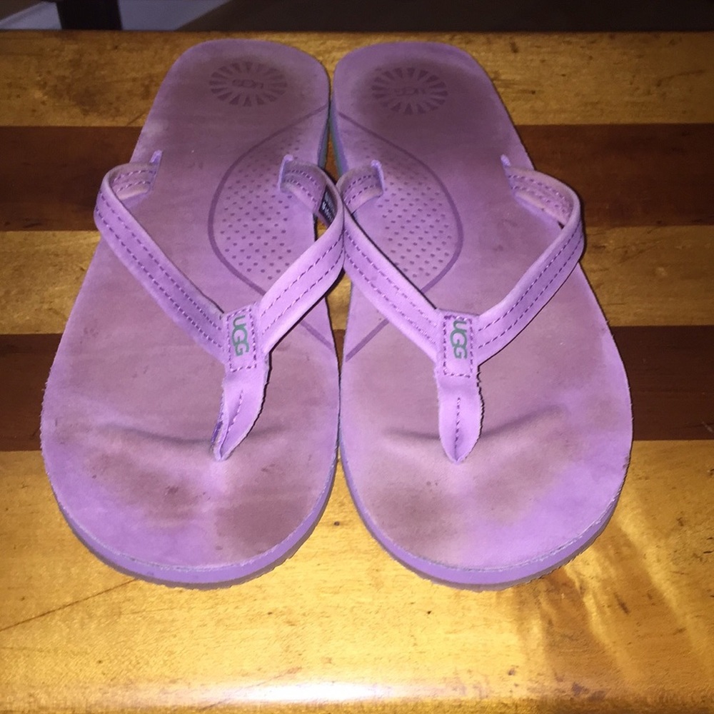 UGG Kayla Genuine Leather Lavender Flip Flops